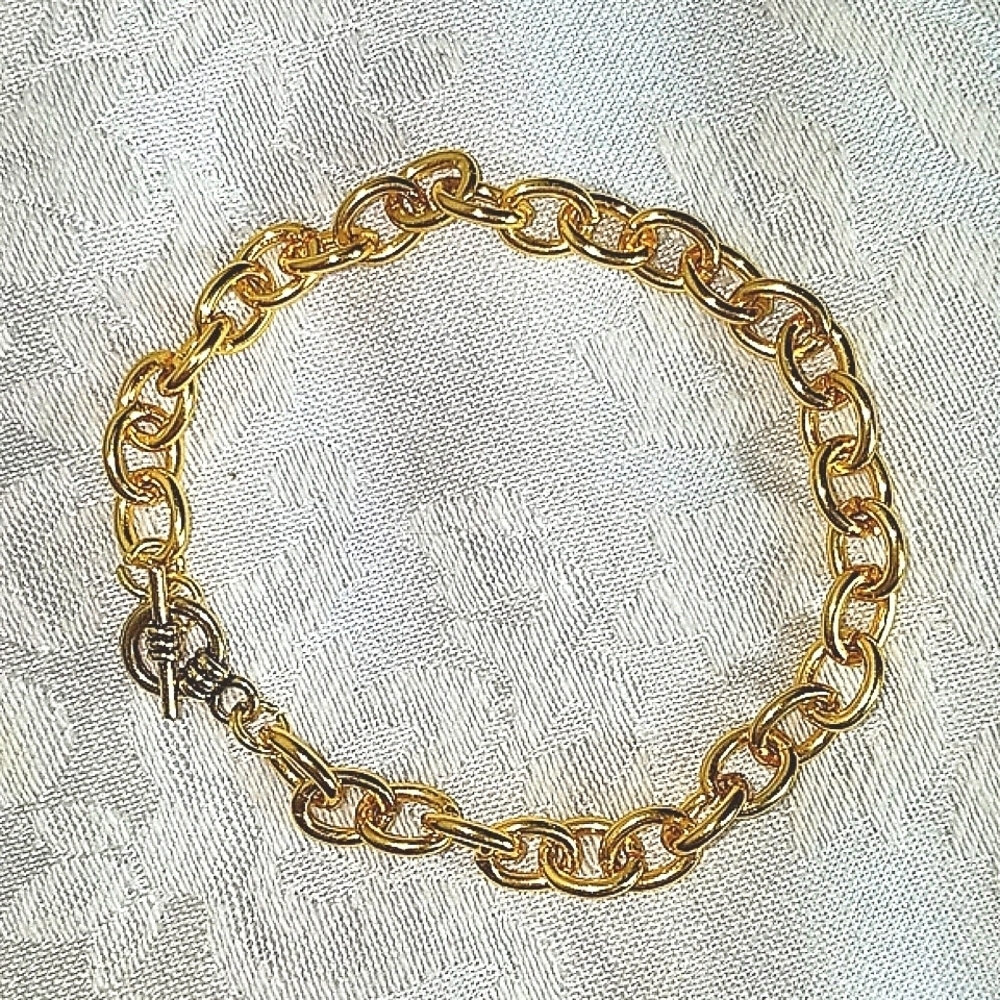 Bracelet Rolo chain gold plate toggle clasp New